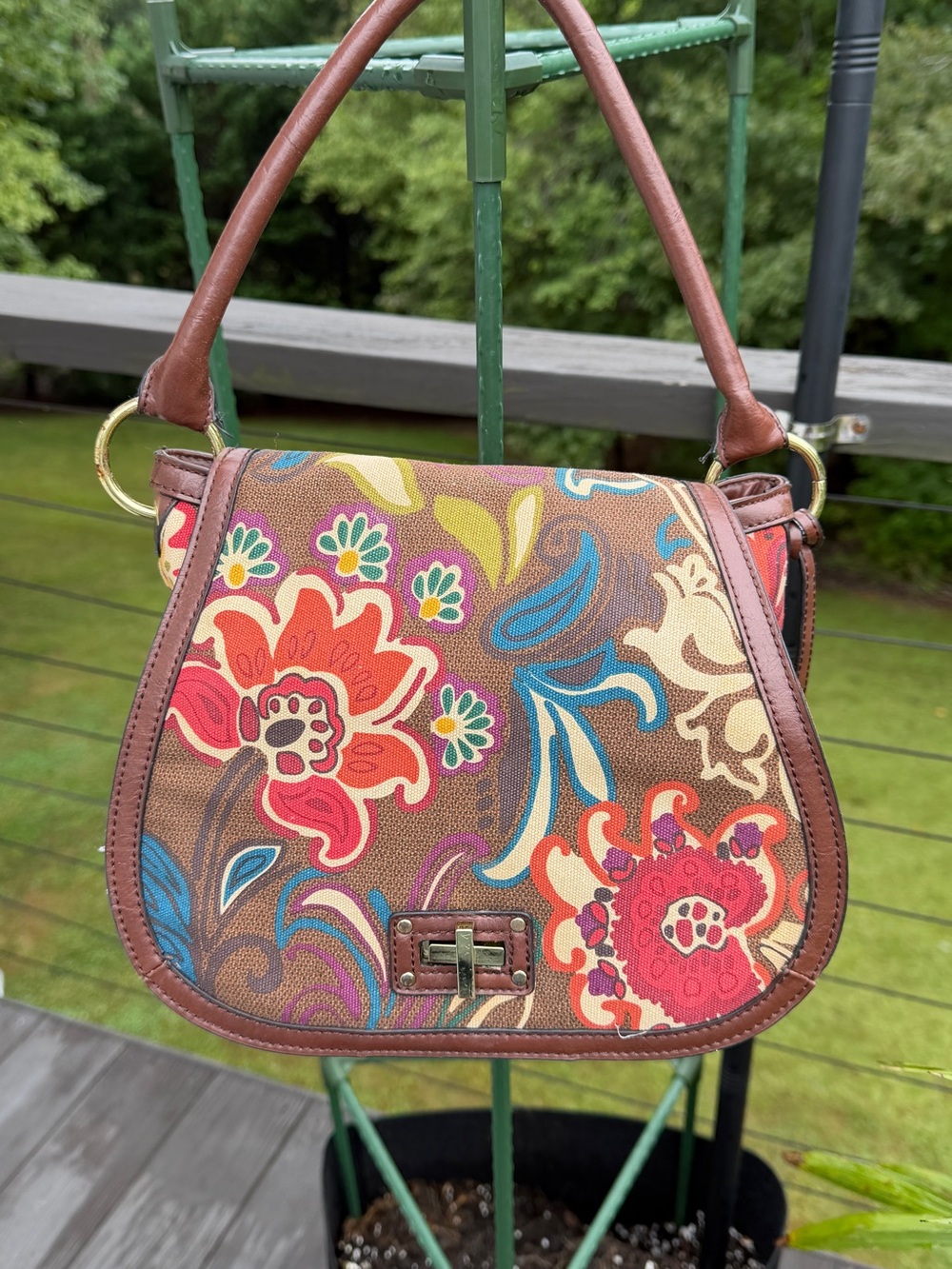 Relic Floral Boho Shoulder Bag Brown Multicolor Purse